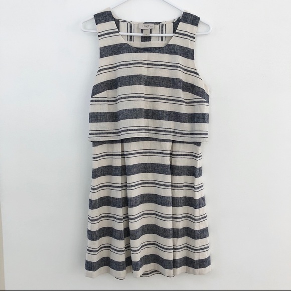 LOFT Petite Open Back Stripe Dress  Size 8 - Picture 2 of 4